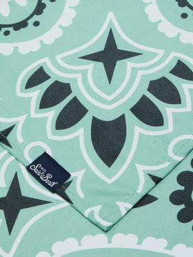 Aidan beach towel with bandana print and logo