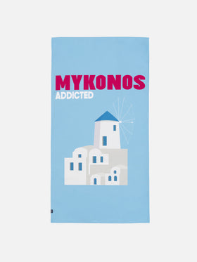 Microfiber Mykonos print beach towel Aidan
