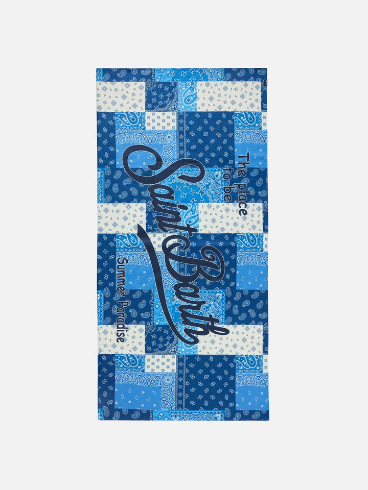 Aidan beach towel with foulard print and logo