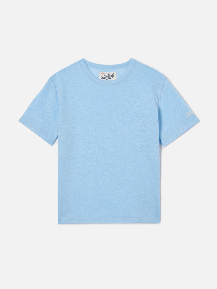 Alex t-shirt in light blue pure linen