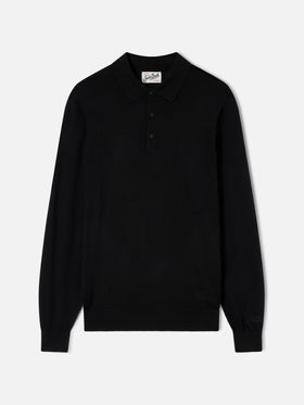 Polo Alfie aus schwarzer Merinowolle 