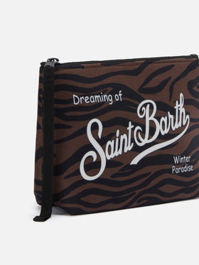 Pochette Aline effetto lana con stampa zebrata