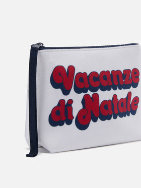 Aline-Pouch aus weißem Wollimitat mit Weihnachtsmotiv | VACANZE DI NATALE SPECIAL EDITION