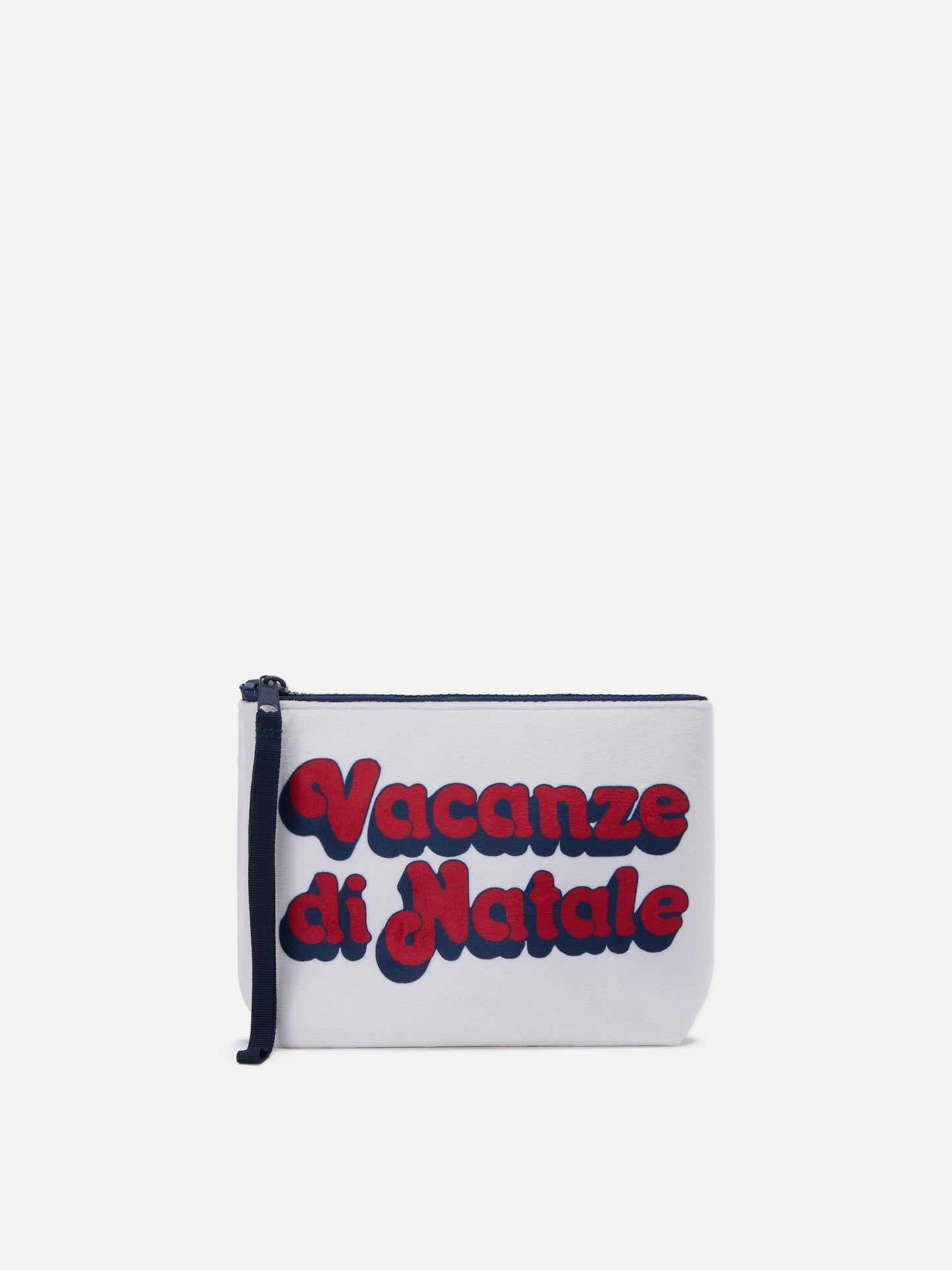 Aline Pouch in white wool-effect fabric with Christmas Vacation print | VACANZE DI NATALE SPECIAL EDITION