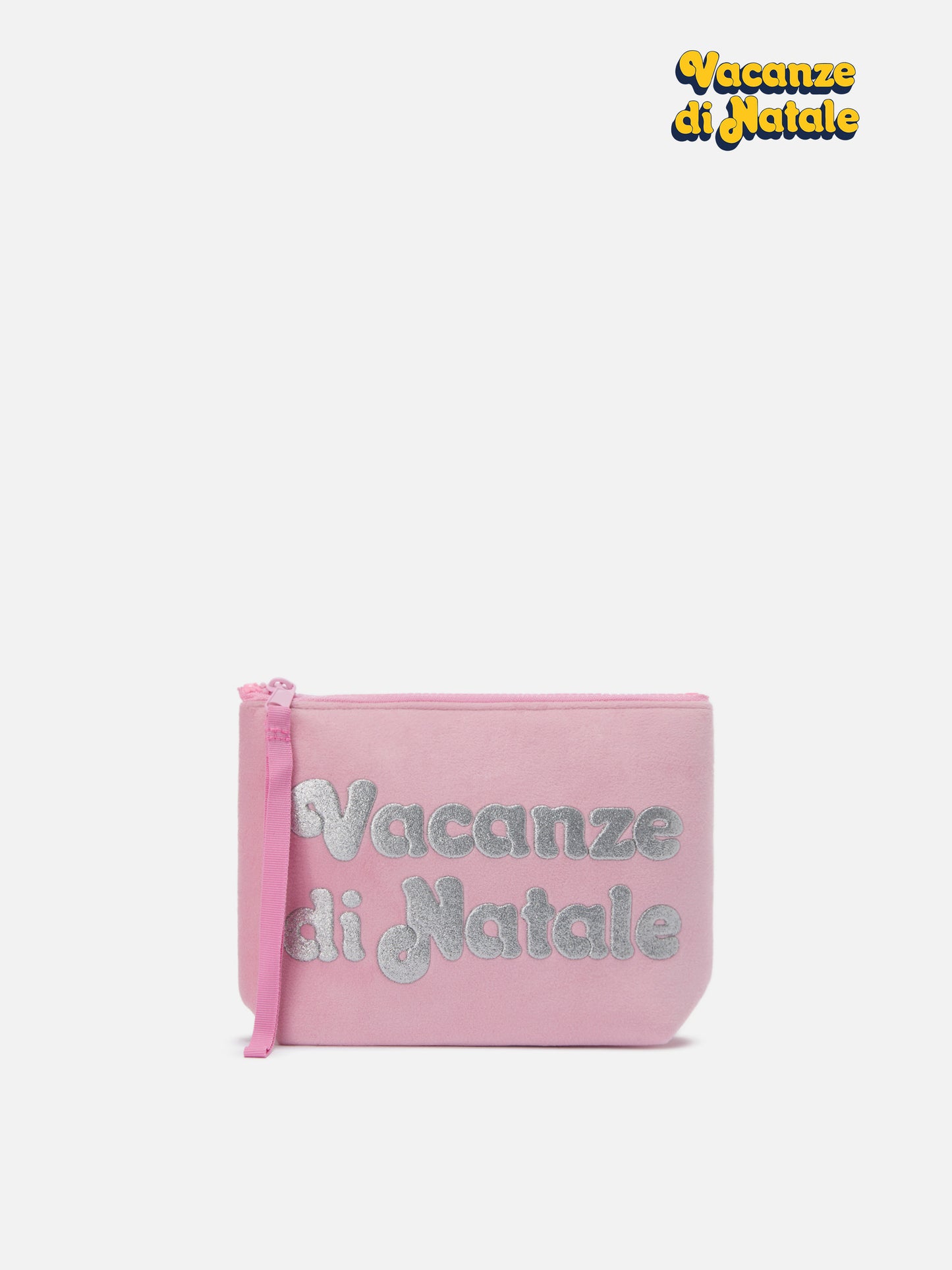 Pochette Aline effetto lana rosa con stampa Vacanze di Natale | VACANZE DI NATALE SPECIAL EDITION