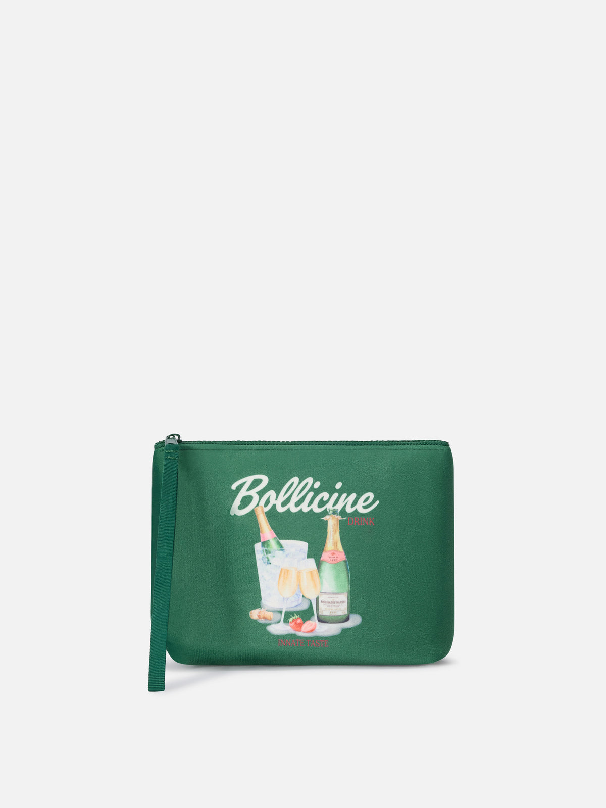 Grünes Aline pochette mit Bollicine-Print 