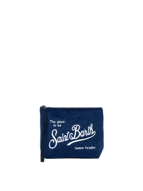 Aline navy blue embossed terry pochette - MC2 Saint Barth