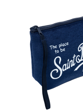 Aline navy blue embossed terry pochette - MC2 Saint Barth