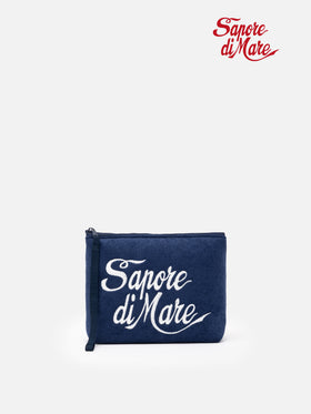 Aline navy  blue embossed terry pochette | SAPORE DI MARE SPECIAL EDITION