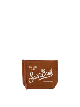 Aline brown linen pochette - MC2 Saint Barth