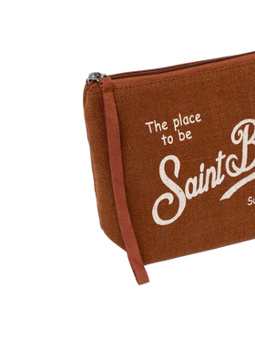 Aline brown linen pochette - MC2 Saint Barth