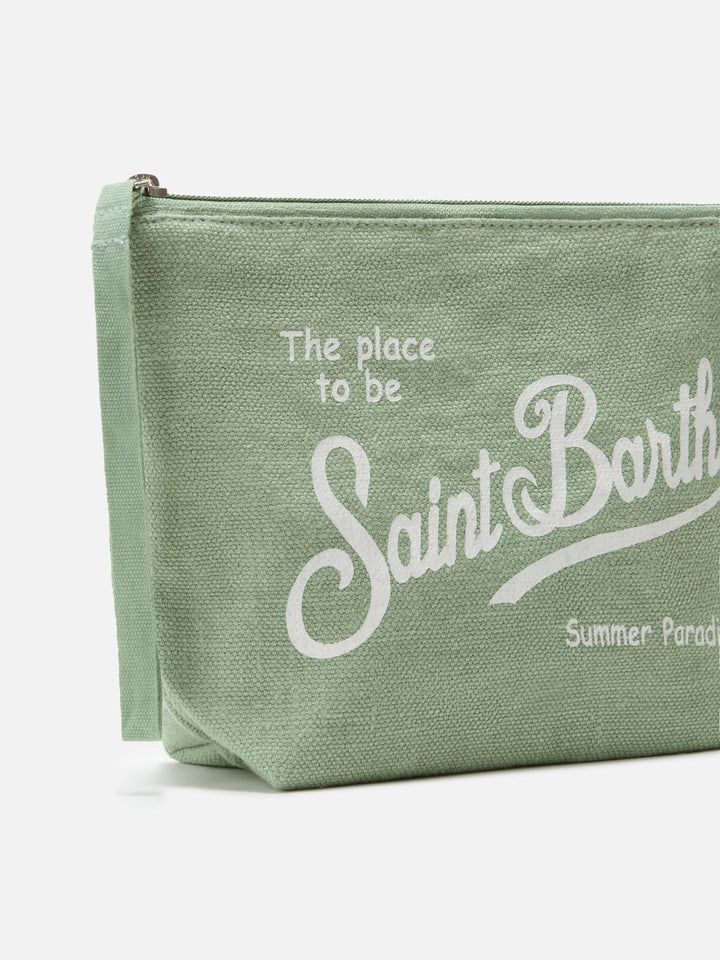 Aline sage solid color linen pouch