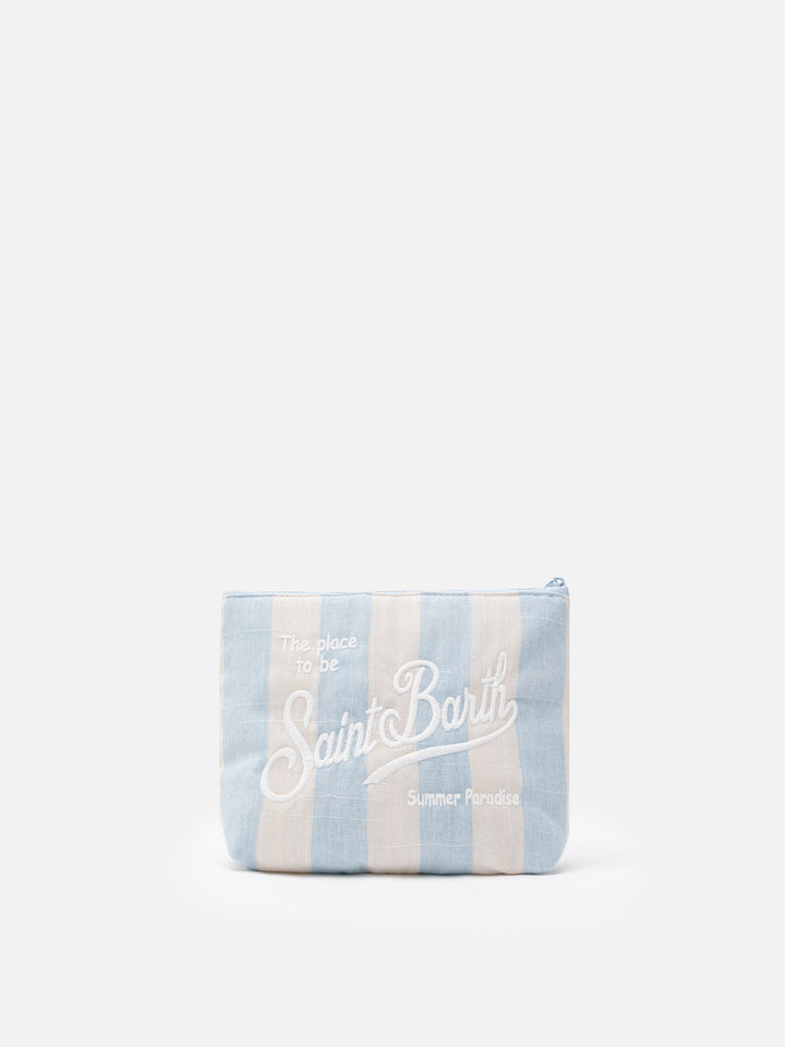 Aline Soft cotton linen pochette with striped print - MC2 Saint Barth