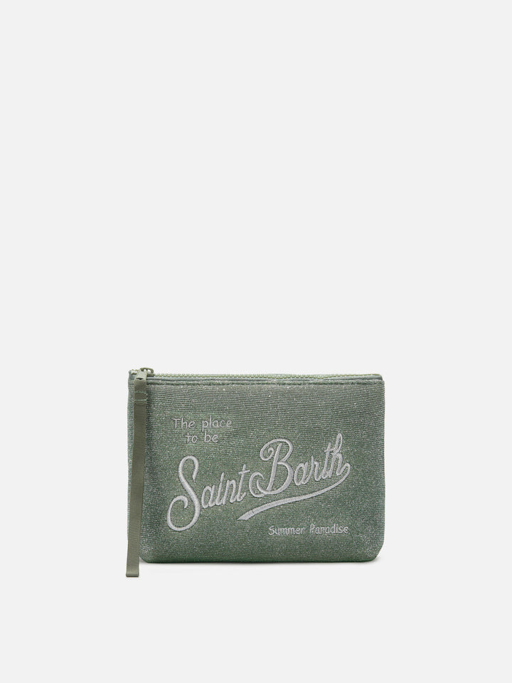Aline Lurex water green shimmer pouch