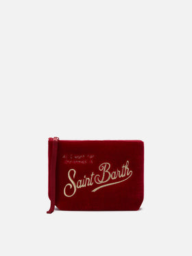 Aline Velvet Pouch in red velvet