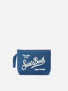 Pouch Aline efecto denim azul oscuro 