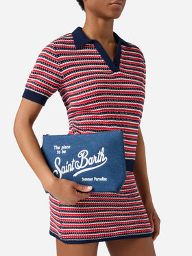 Pouch Aline efecto denim azul oscuro 