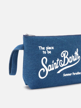Pouch Aline efecto denim azul oscuro 