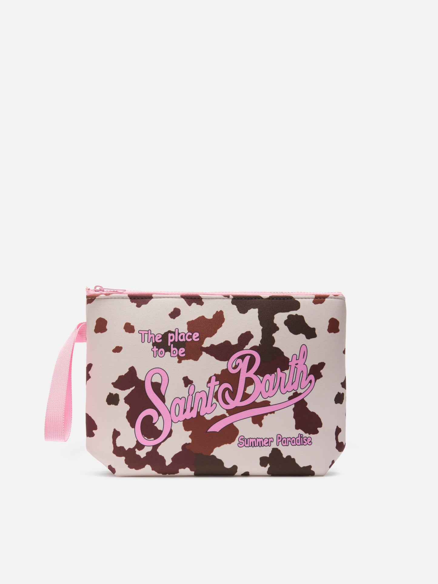 Aline cow print scuba pouch
