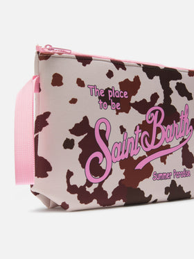 Aline cow print scuba pouch