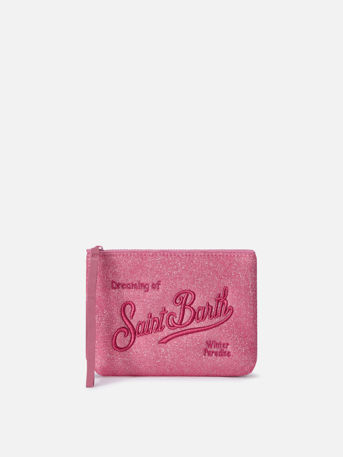 Fuchsia Aline lurex pochette with logo embroidery