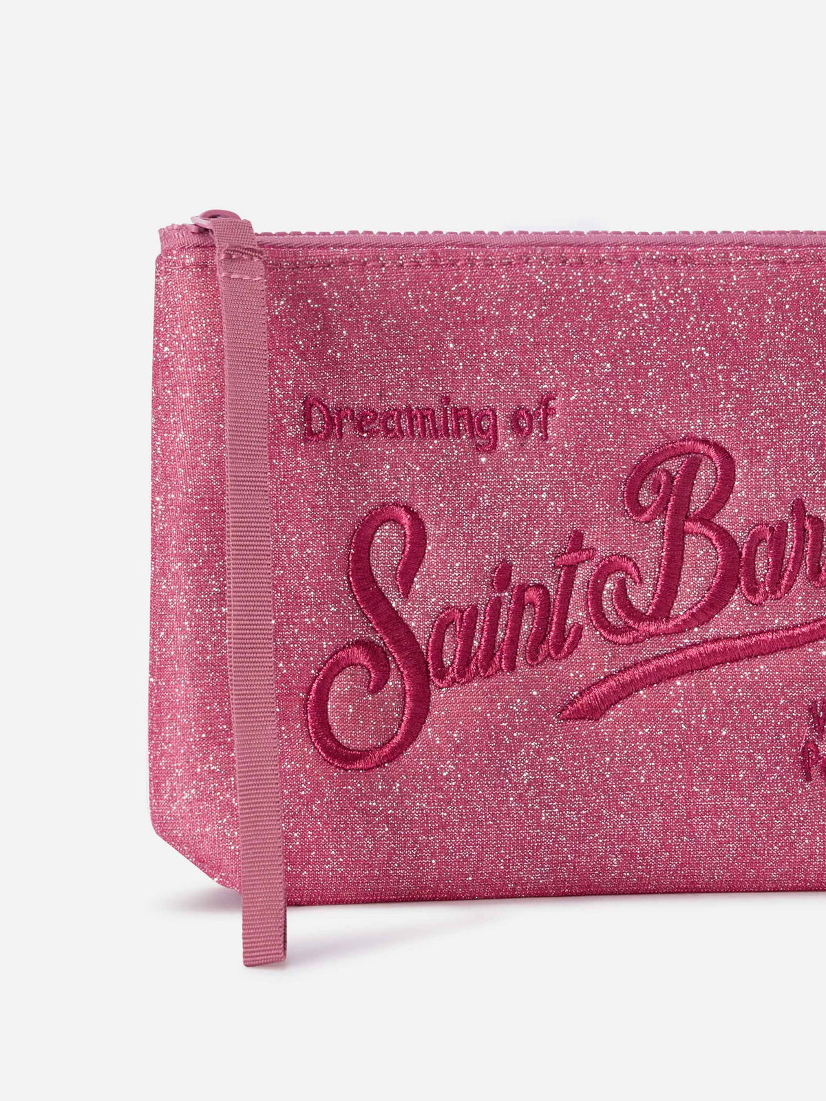 Fuchsia Aline lurex pochette with logo embroidery