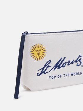 Pochette Aline bianco sporco in feltro con ricamo St. Moritz | Special edition