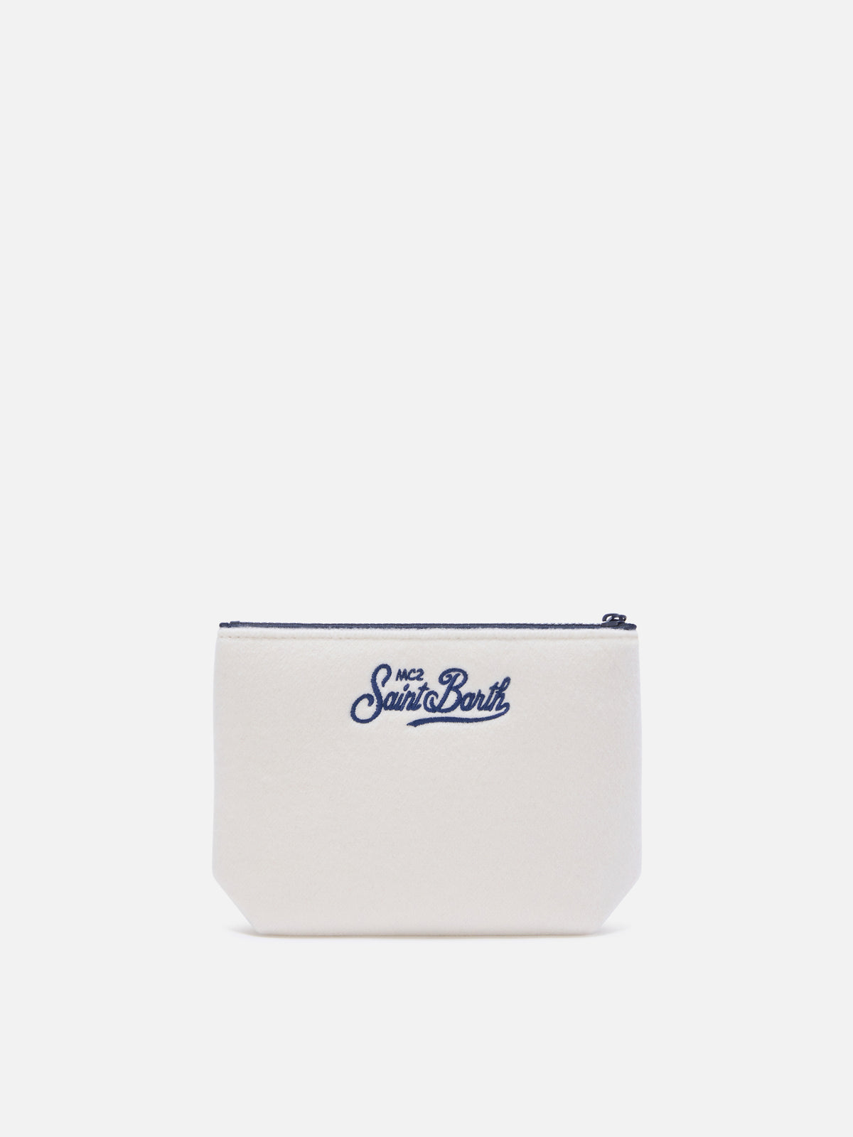 Pochette Aline bianco sporco in feltro con ricamo St. Moritz | Special edition