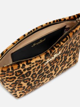 Aline Tasche aus Ponyhaar mit Leopardenmuster und Metall-Logoplakette 