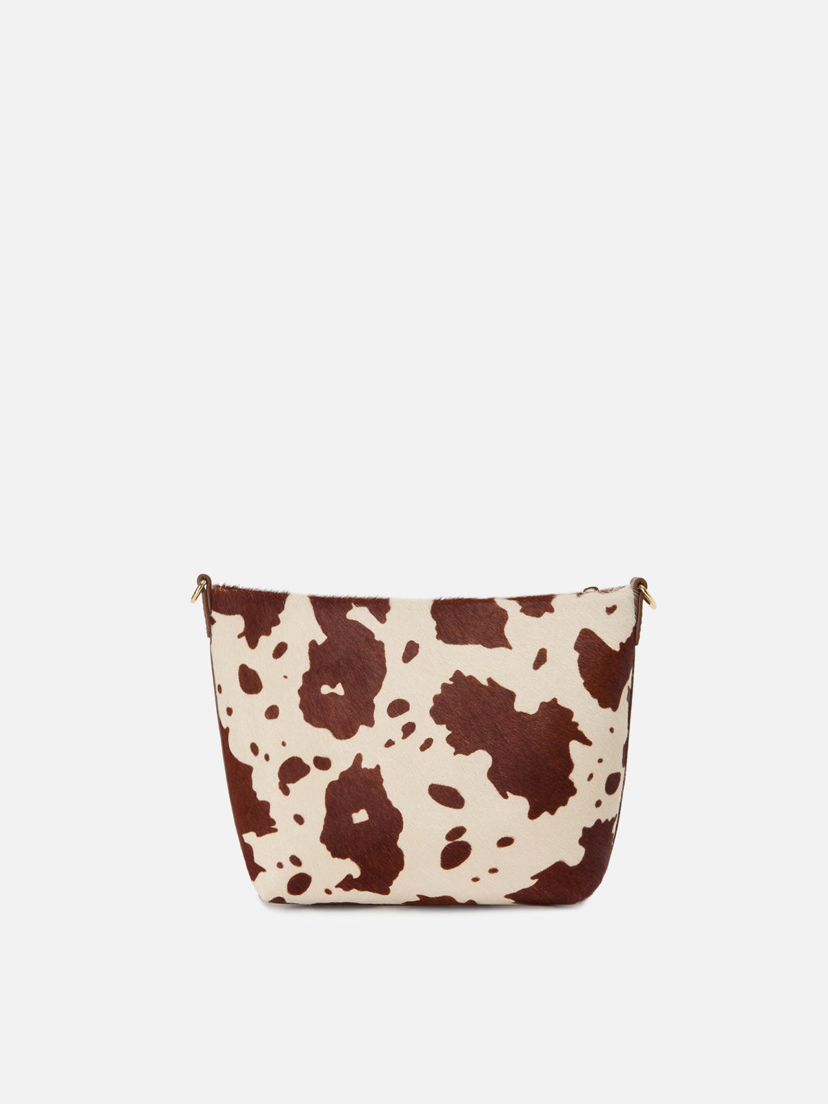 Sac Aline en pony hair imprimé vache avec plaque logo en métal 