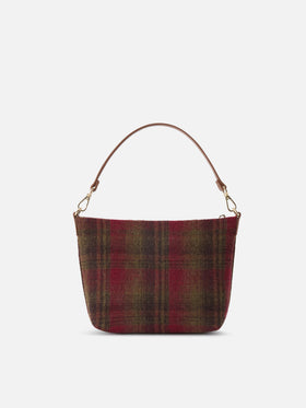 Aline shoulder bag with tartan pattern and leather handles