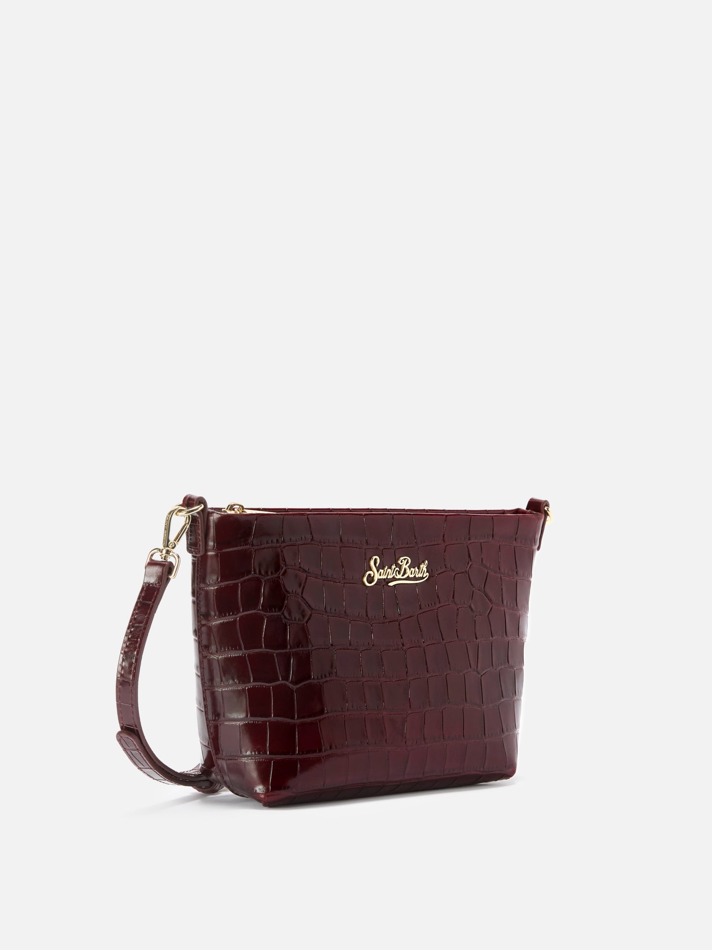 Borsa a spalla Aline Bag in pelle stampa cocco bordeaux