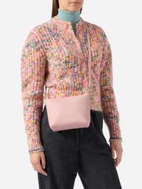 Aline Schultertasche aus gehämmertem rosa Leder