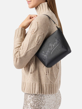 Aline Shoulder Bag in hammered black leather