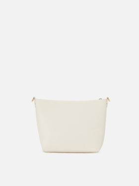 Aline bag in white smooth leather with metal logo plaque