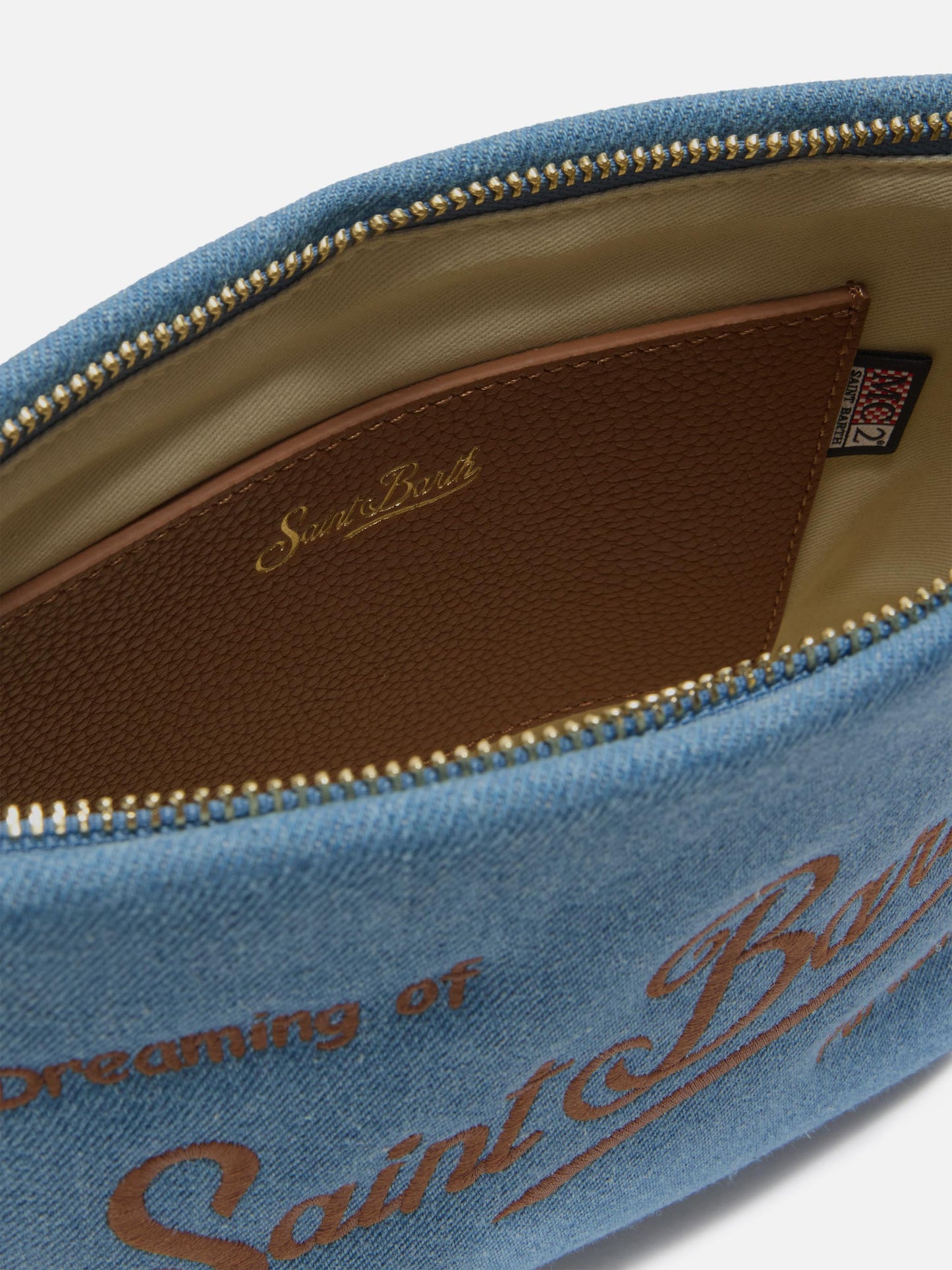 Sac Aline en denim avec détails en cuir 