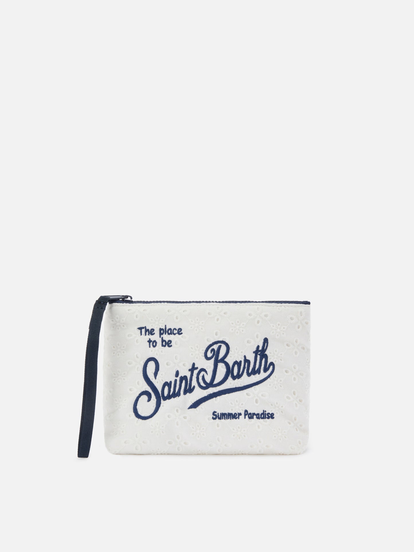 Aline white broderie anglaise cotton pouch