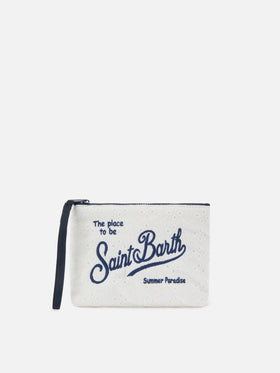 Aline white broderie anglaise cotton pouch