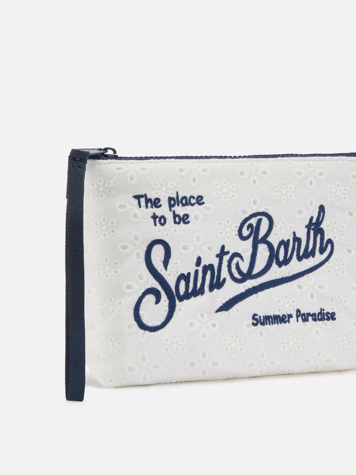 Aline white broderie anglaise cotton pouch