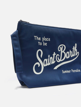 Aline blue solid color nylon pouch