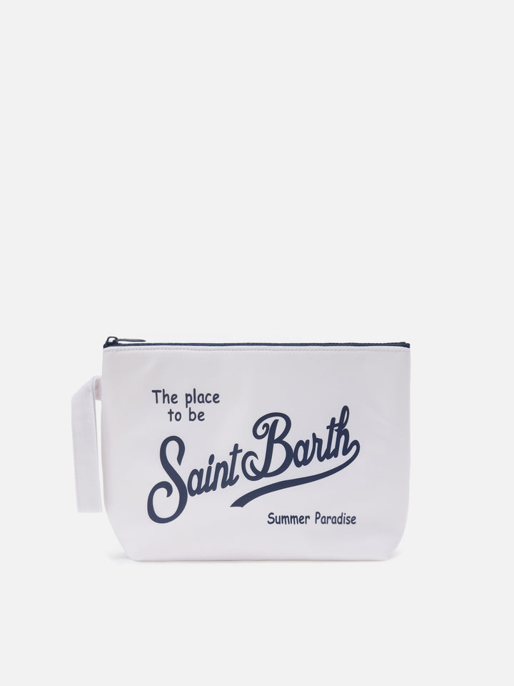 Aline white solid color nylon pouch
