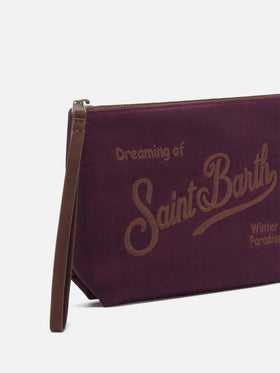pochette encerado Bordeaux Aline con bordado del logotipo 