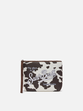 Pochette Aline de scuba con estampado animalier de vaca 