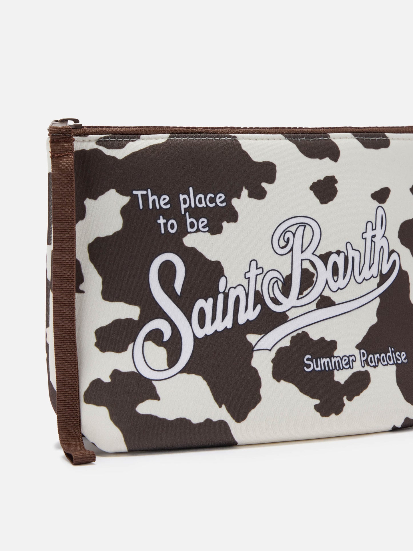 Pochette Aline de scuba con estampado animalier de vaca 