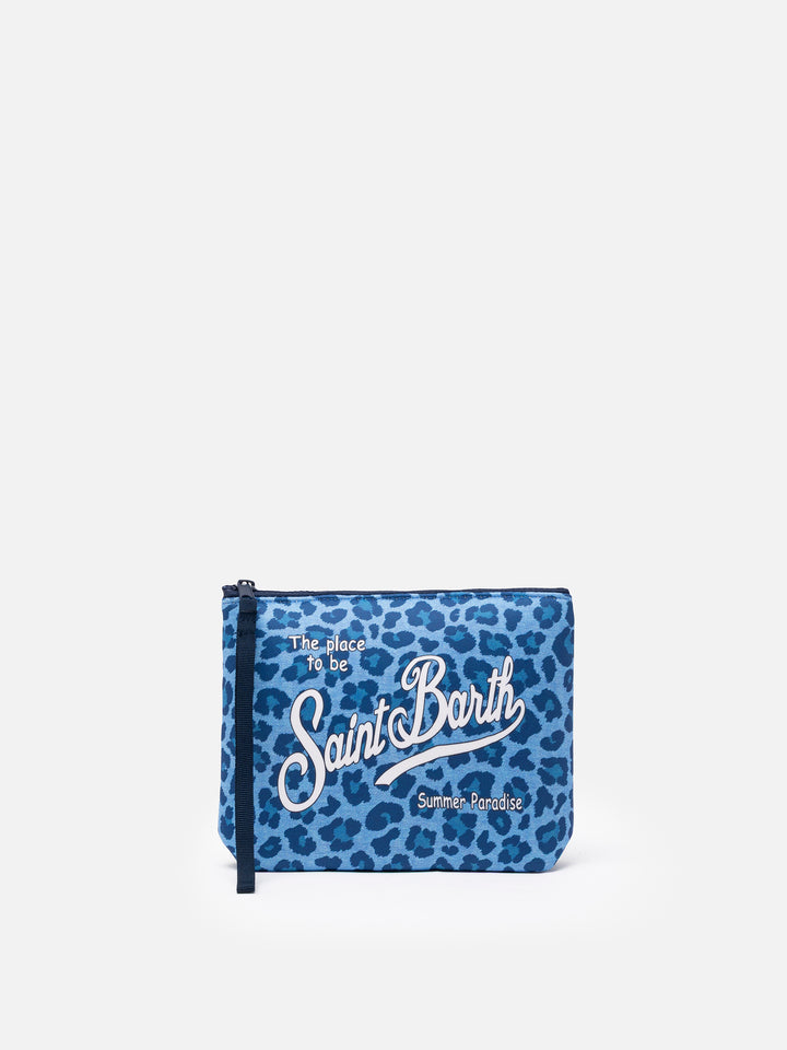 Aline scuba pochette with blue animalier print - MC2 Saint Barth