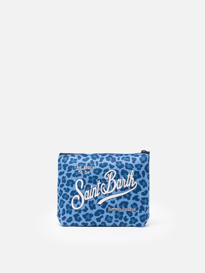 Aline scuba pochette with blue animalier print - MC2 Saint Barth