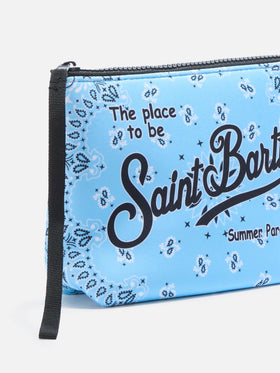 Aline scuba pouch with light blue bandana print