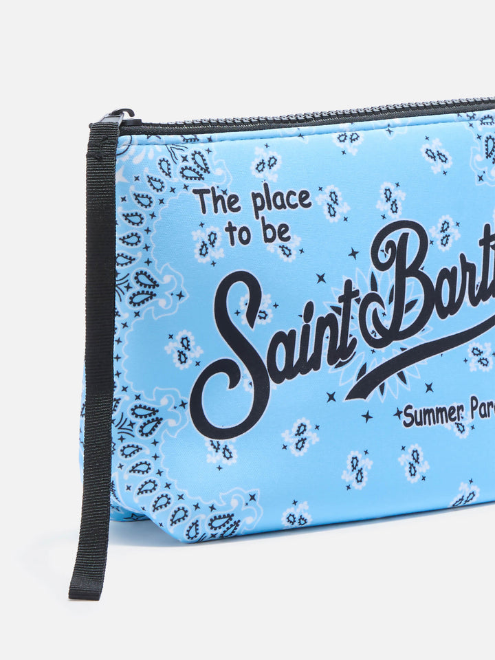 Aline scuba pouch with light blue bandana print