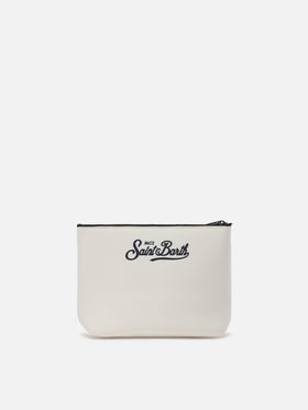 Pochette Aline in scuba bianca con ricamo Cigarette Racing Team | Special Edition