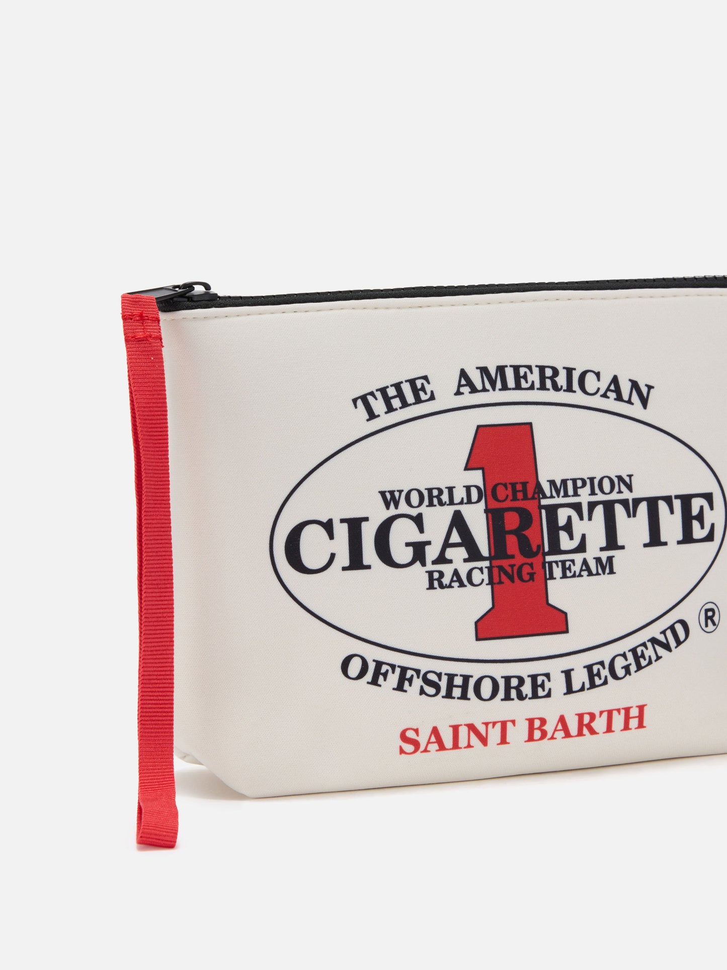 Pochette Aline in scuba bianca con ricamo Cigarette Racing Team | Special Edition